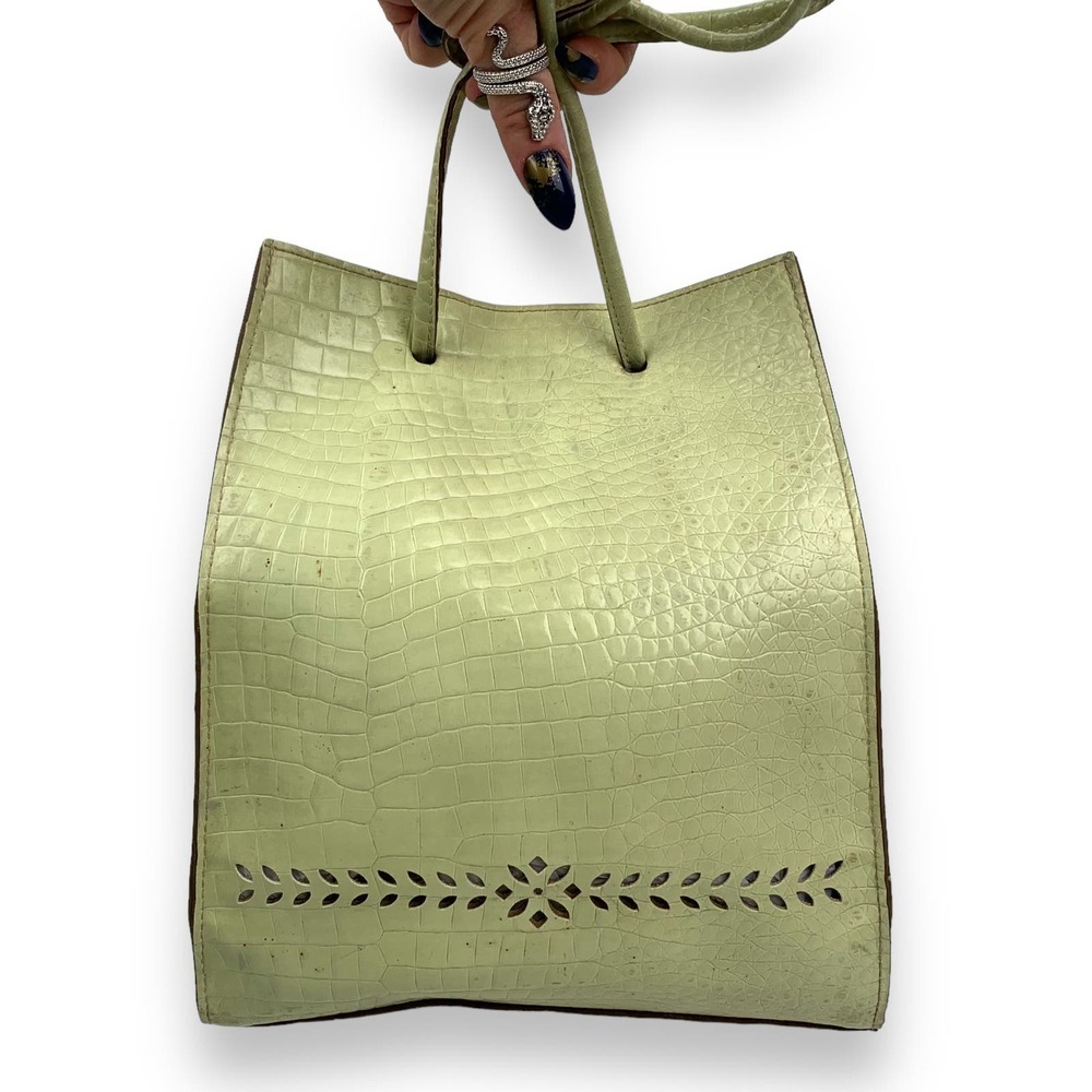 90's designer MONDANI NEW YORK green crocodile leather backpack / shoulder bag - Picture 14 of 15